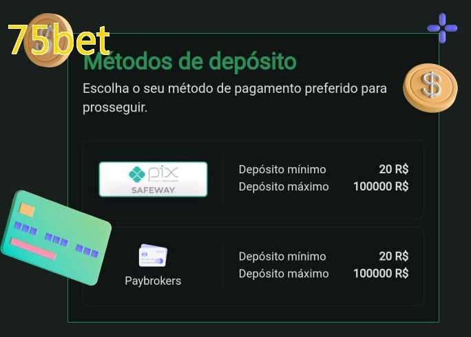O cassino 75betbet oferece uma grande variedade de métodos de pagamento